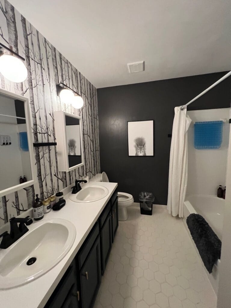 Deep cleaned Airbnb bathroom with sink, shower, and toilet in Raleigh NC