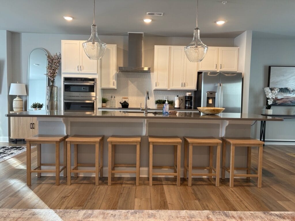 Clean modern Airbnb kitchen and bar area after professional cleaning in Raleigh NC